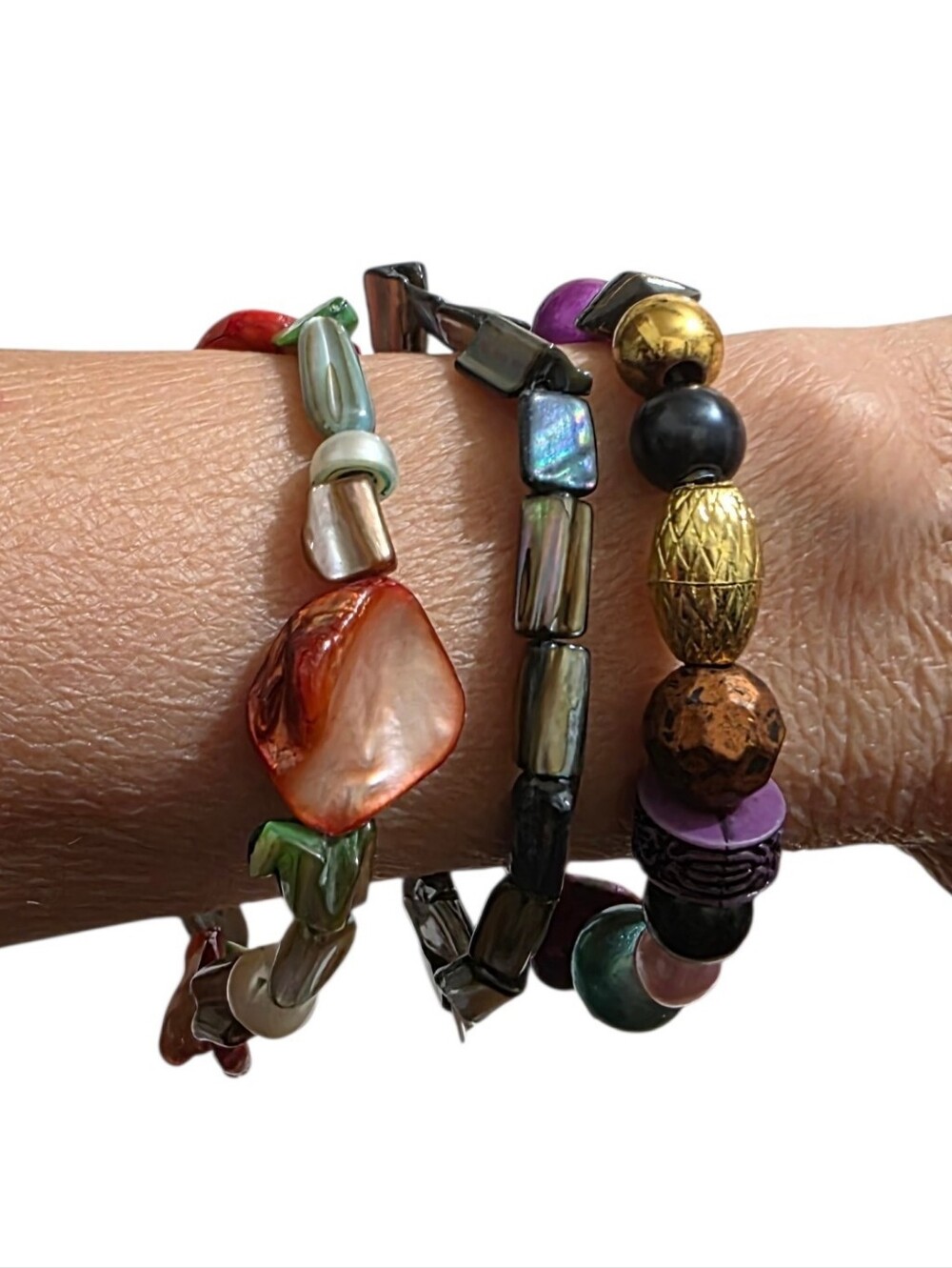 Multi-Color Beaded Stretch Bracelet Set for Women